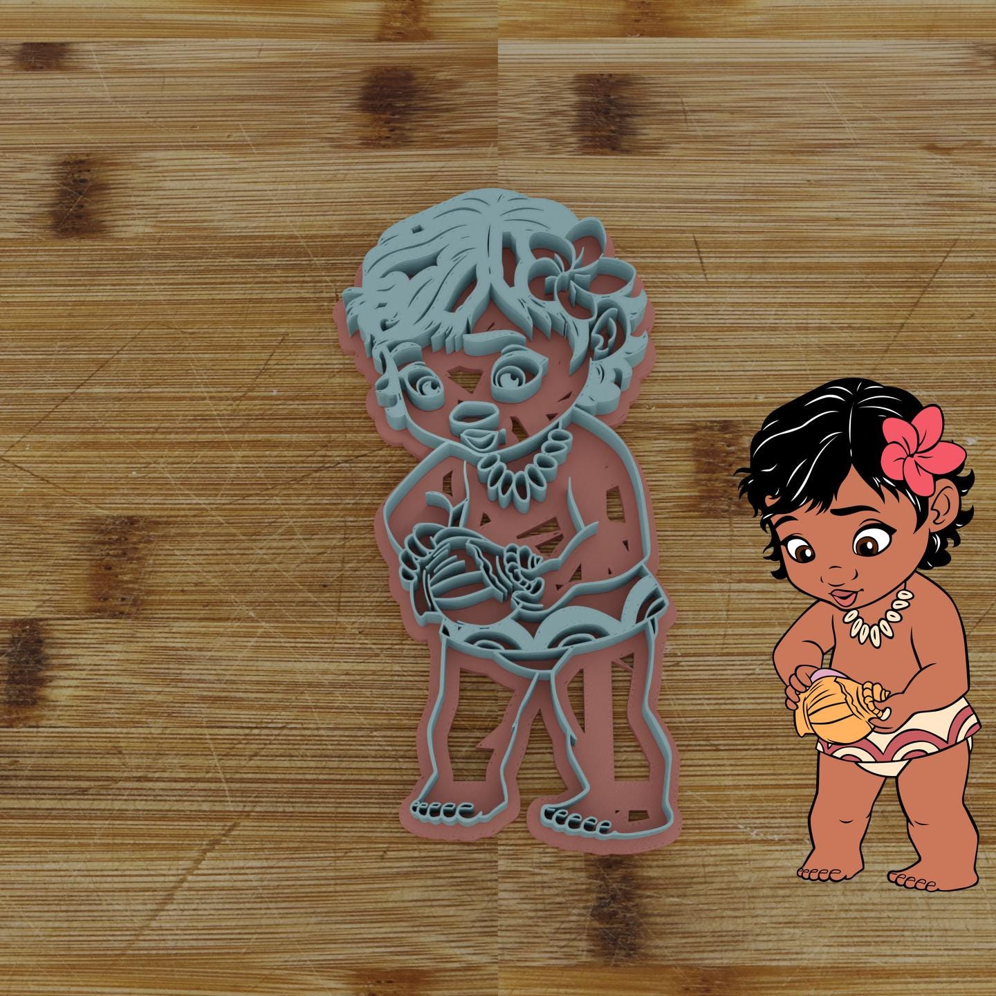 Baby Hawaiian Girl Customizable Cookie Cutter & Stamp | Custom Cookie Embosser | Personalized Cookie Cutter