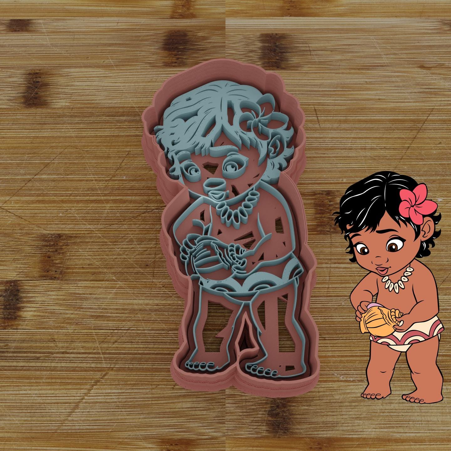 Baby Hawaiian Girl Customizable Cookie Cutter & Stamp | Custom Cookie Embosser | Personalized Cookie Cutter