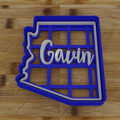 2pc Personalizable Arizona Cookie Cutter & Stamp | USA | United States Cookie Cutter