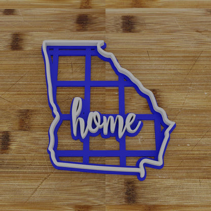 2pc Personalizable Georgia Cookie Cutter & Stamp | USA | United States Cookie Cutter