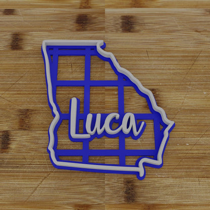 2pc Personalizable Georgia Cookie Cutter & Stamp | USA | United States Cookie Cutter