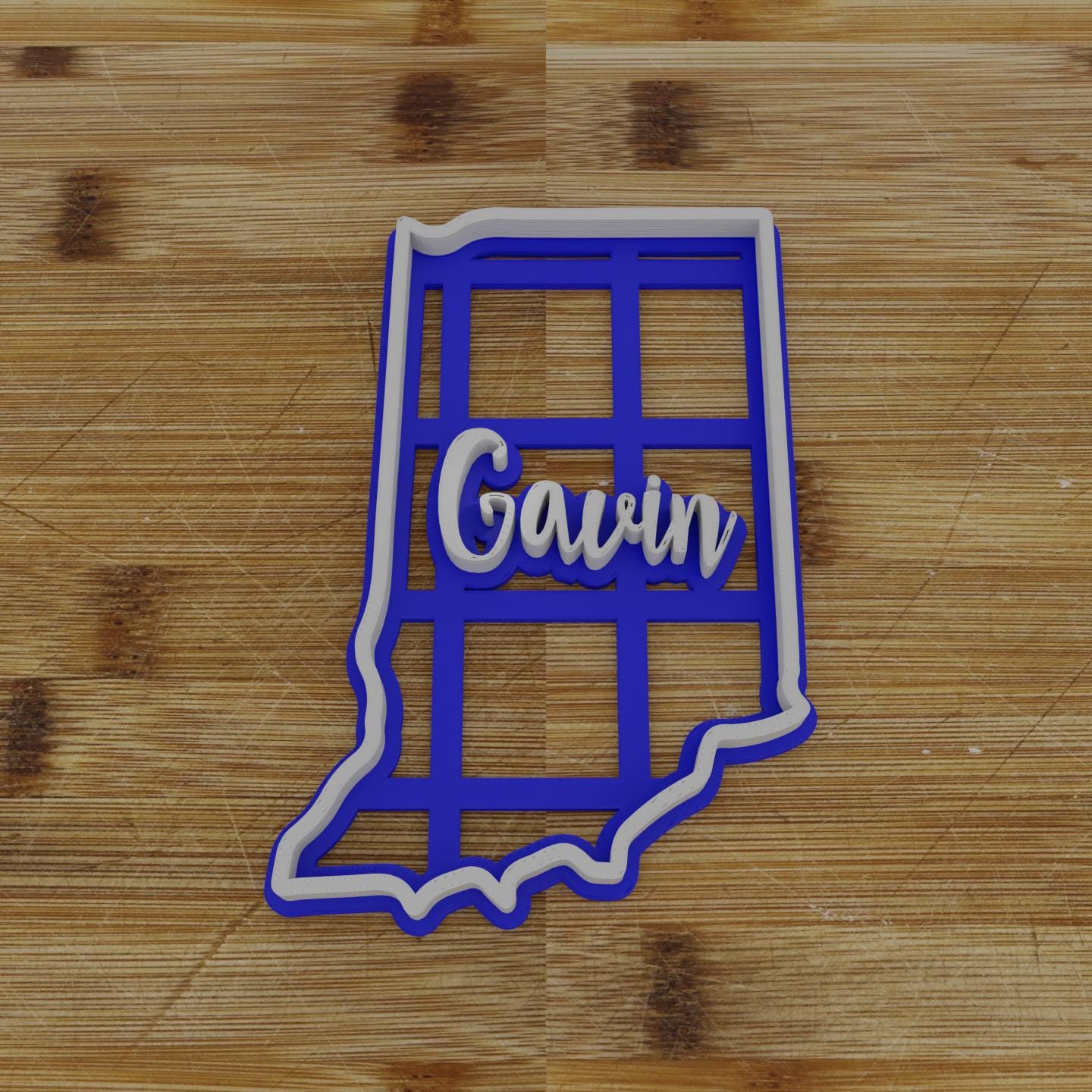 2pc Personalizable Indiana Cookie Cutter & Stamp | USA | United States Cookie Cutter