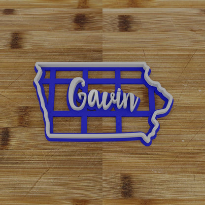 2pc Personalizable Iowa Cookie Cutter & Stamp | USA | United States Cookie Cutter