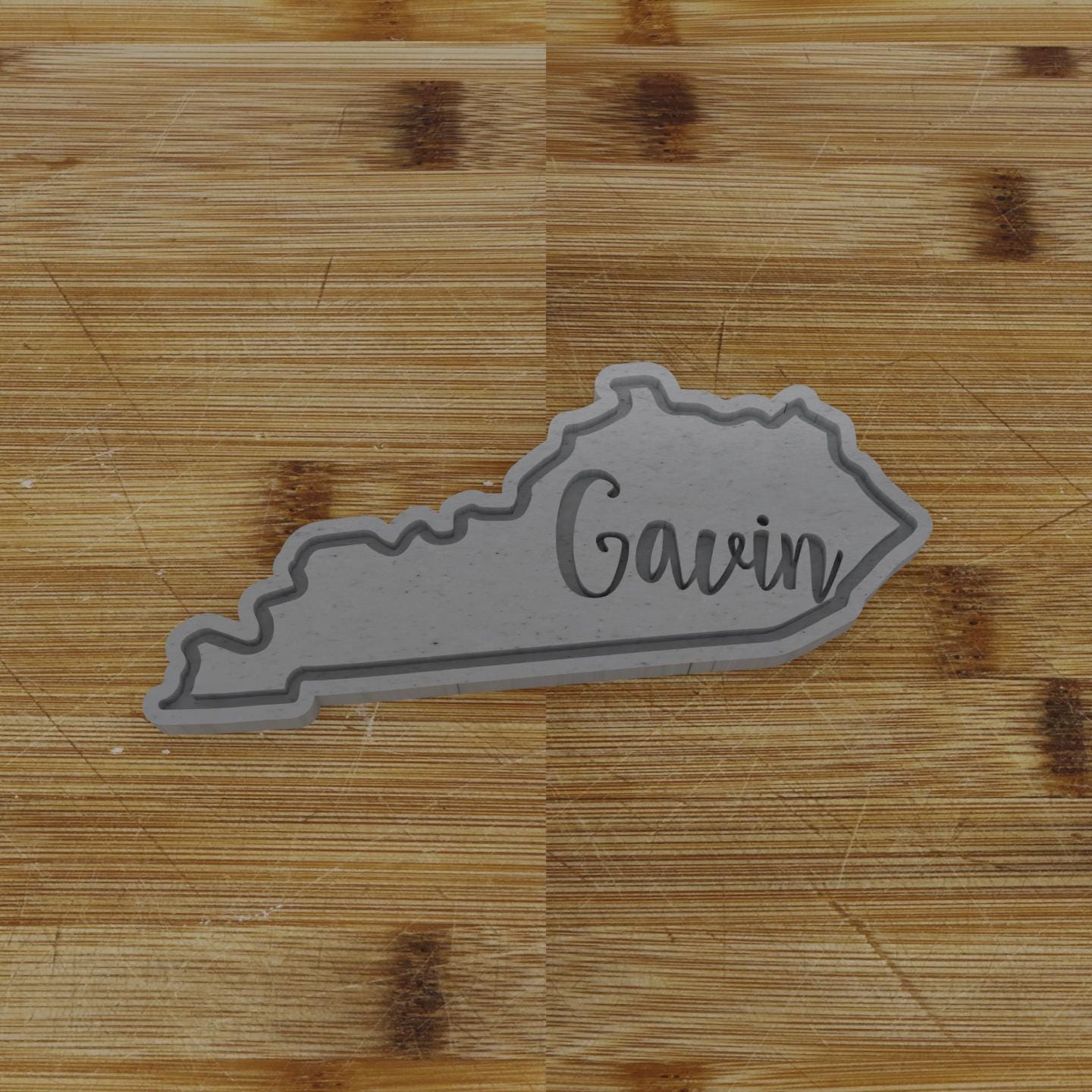 2pc Personalizable Kentucky Cookie Cutter & Stamp | USA | United States Cookie Cutter