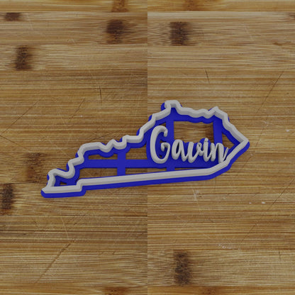 2pc Personalizable Kentucky Cookie Cutter & Stamp | USA | United States Cookie Cutter