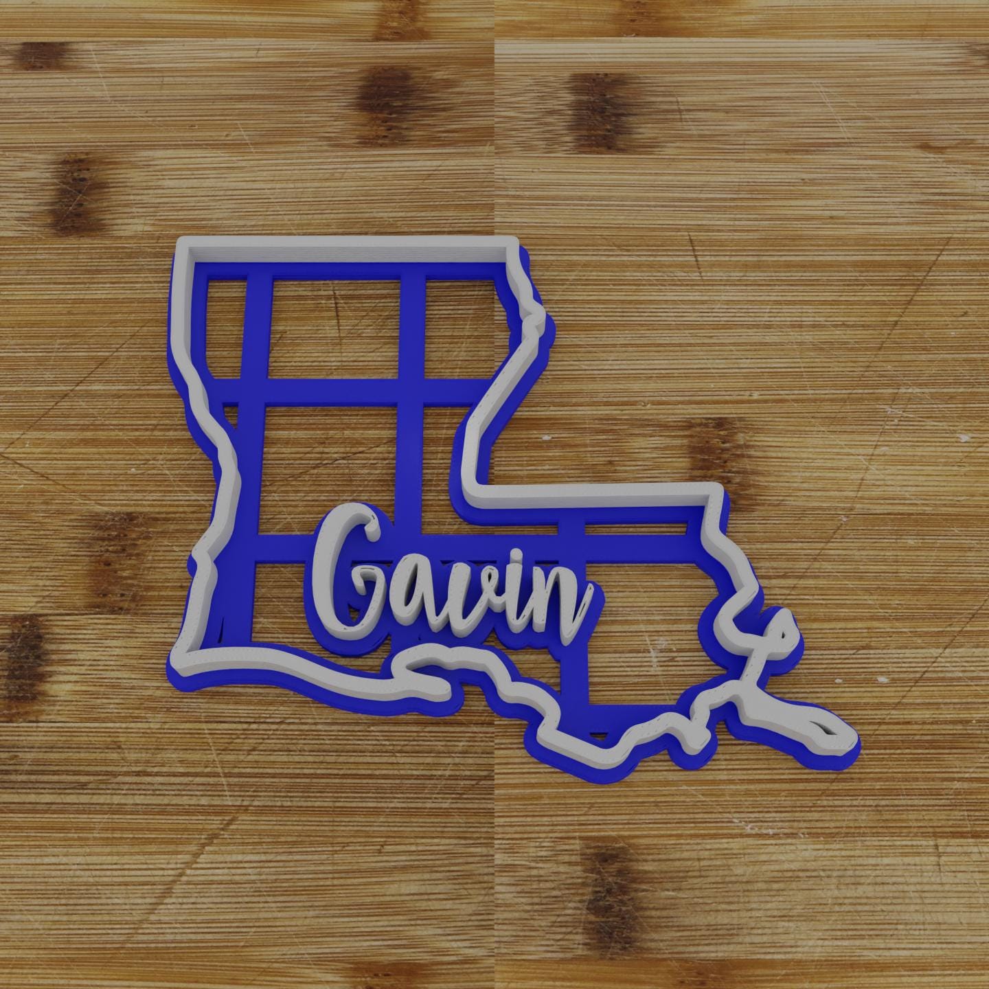 2pc Personalizable Louisiana Cookie Cutter & Stamp | USA | United States Cookie Cutter