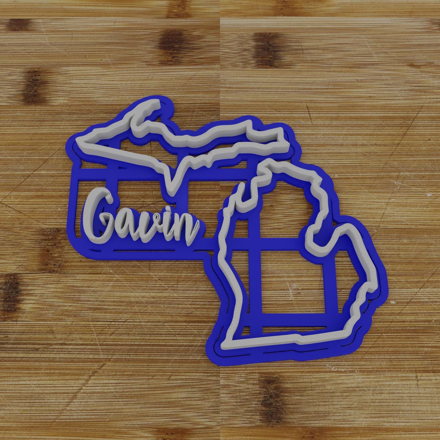 2pc Personalizable Michigan Cookie Cutter & Stamp | USA | United States Cookie Cutter