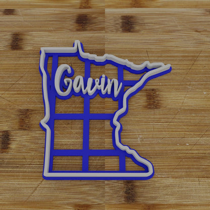 2pc Personalizable Minnesota Cookie Cutter & Stamp | USA | United States Cookie Cutter