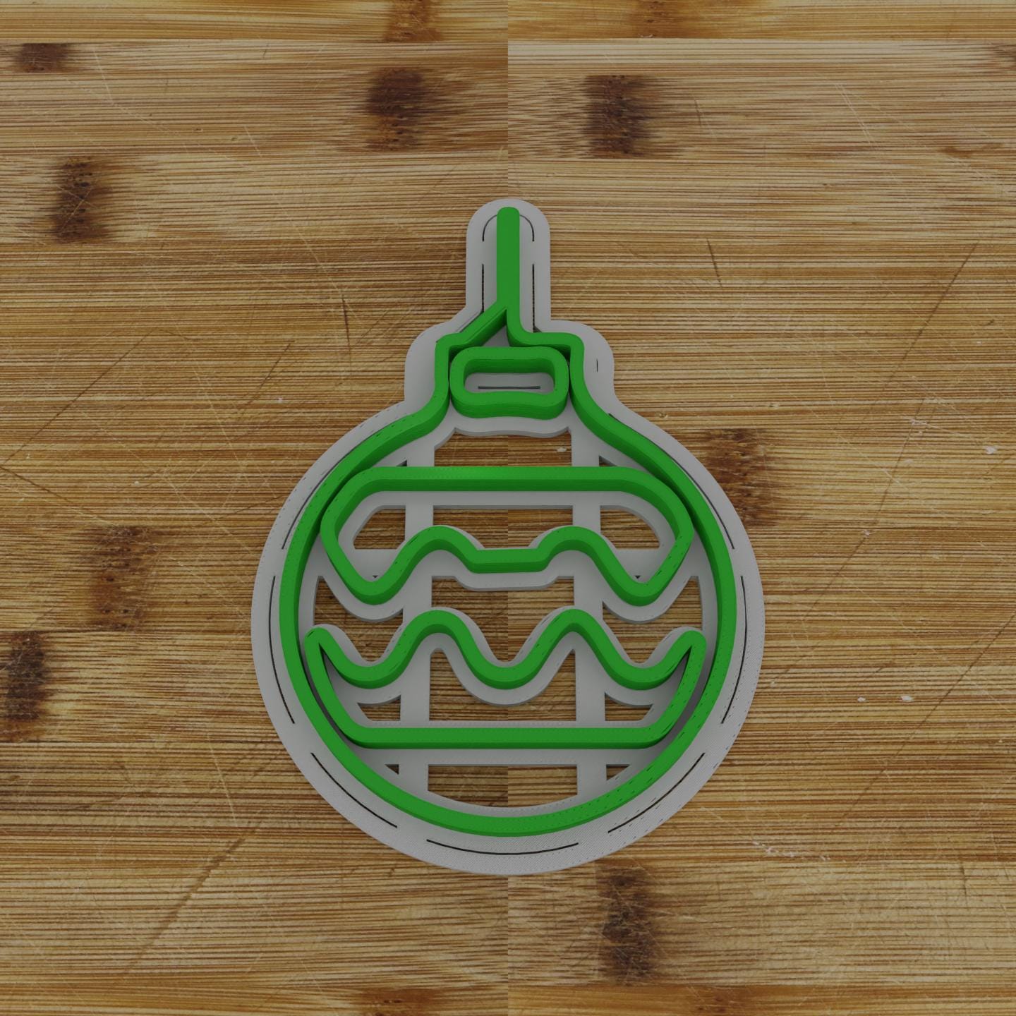 Tree Ball 3 Cookie Cutter | Round Ornament Shape | Christmas Cookie Design