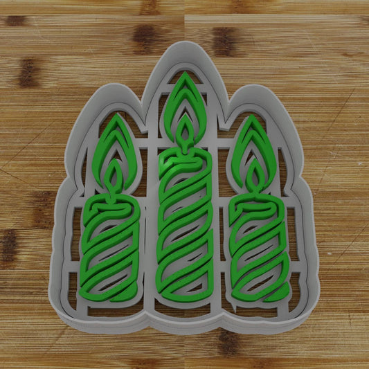 Three Candles Cookie Cutter | Trio of Lights Shape | Festive Season Baking