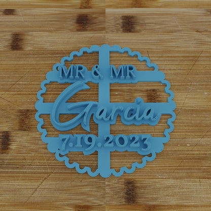 MR and MR Custom Cookie Cutter with Names and Date | Wedding | Anniversary