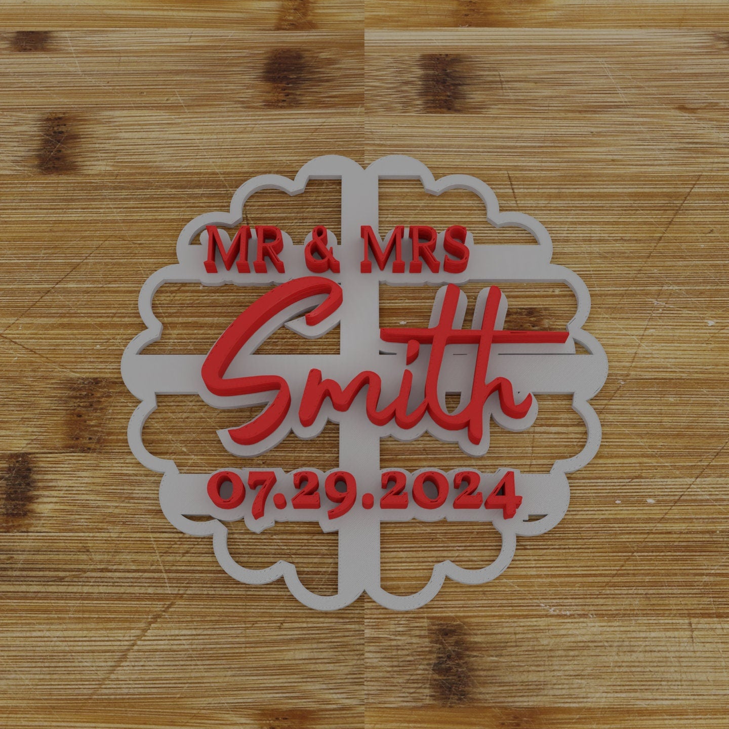 MR and MRS Custom Cookie Cutter with Names and Date | Wedding | Anniversary