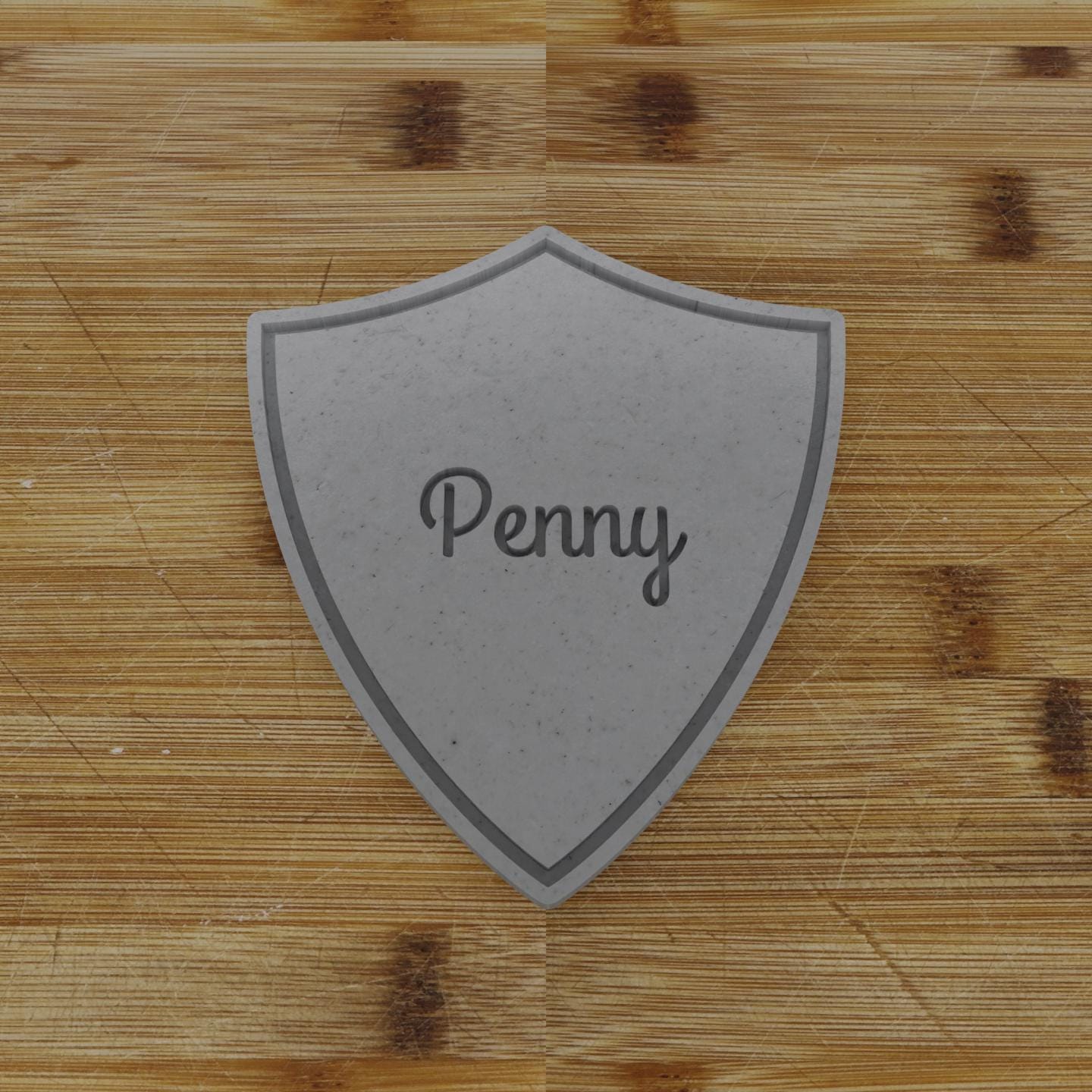 Narrow Shield Badge Cookie Cutter | Personalization Available | Custom Embosser