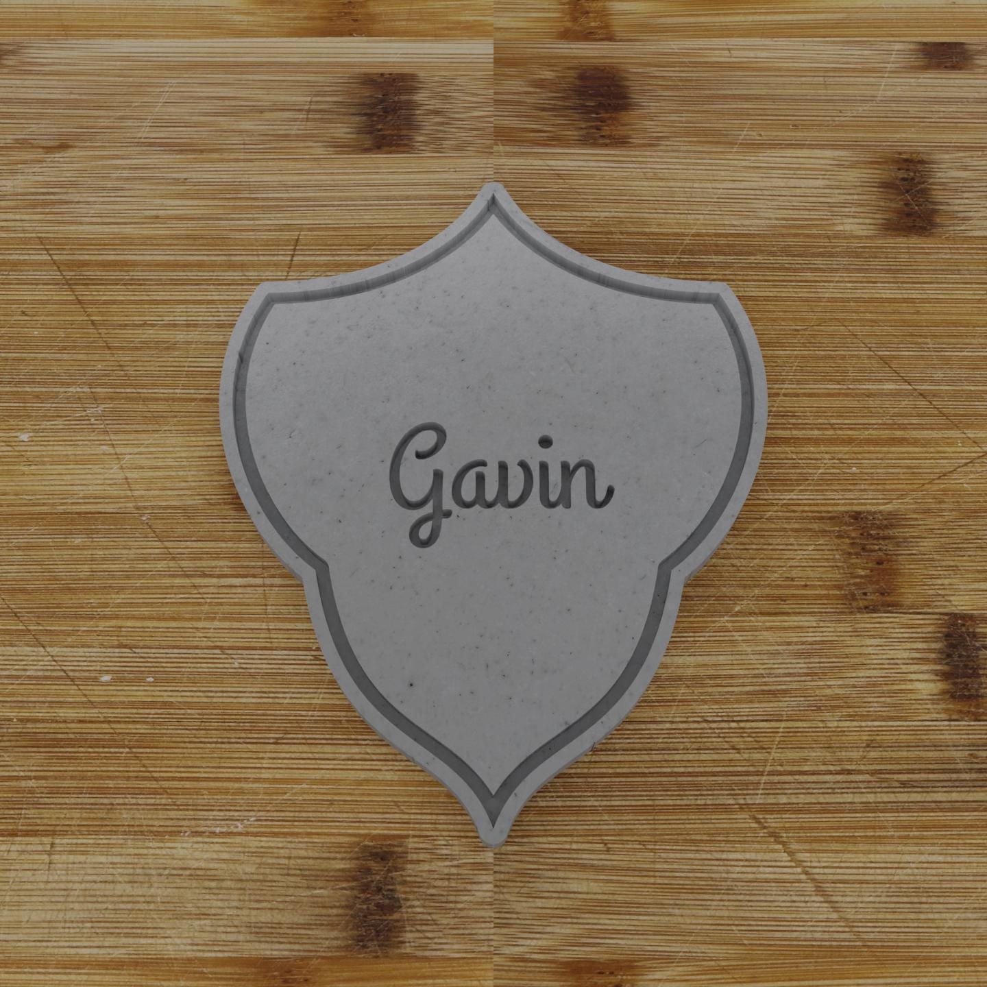 Vertical Shield Label Cookie Cutter | Personalization Available | Custom Embosser