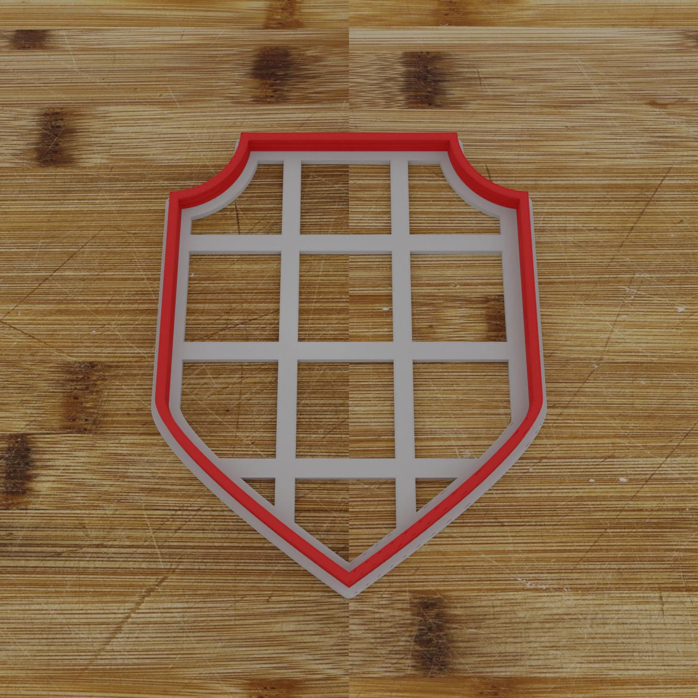 Vertical Shield Label Cookie Cutter | Personalization Available | Custom Embosser