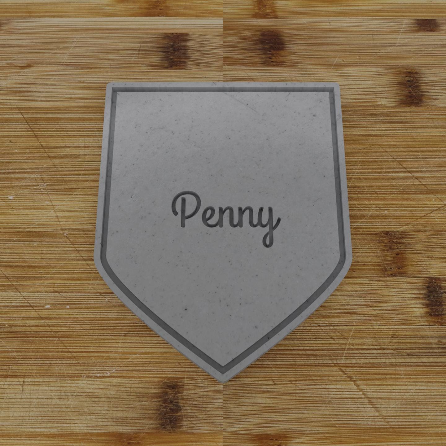 Ornate Shield Label Cookie Cutter | Personalization Available | Custom Embosser