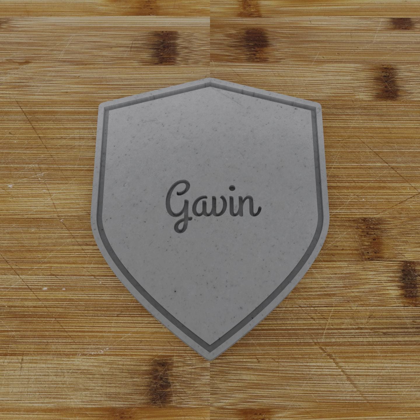 Wide Shield Label Cookie Cutter | Personalization Available | Custom Embosser