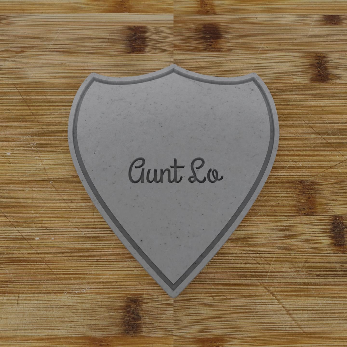 Vertical Shield Label Cookie Cutter | Personalization Available | Custom Embosser