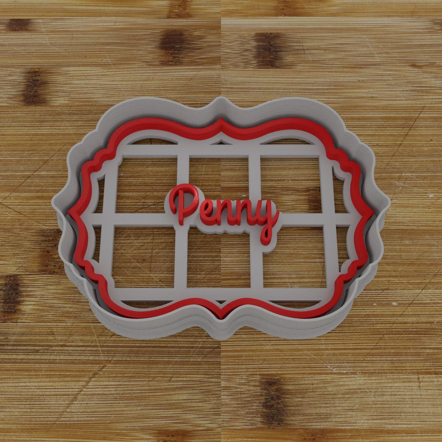 Ornate Shield Label Cookie Cutter | Personalization Available | Custom Embosser