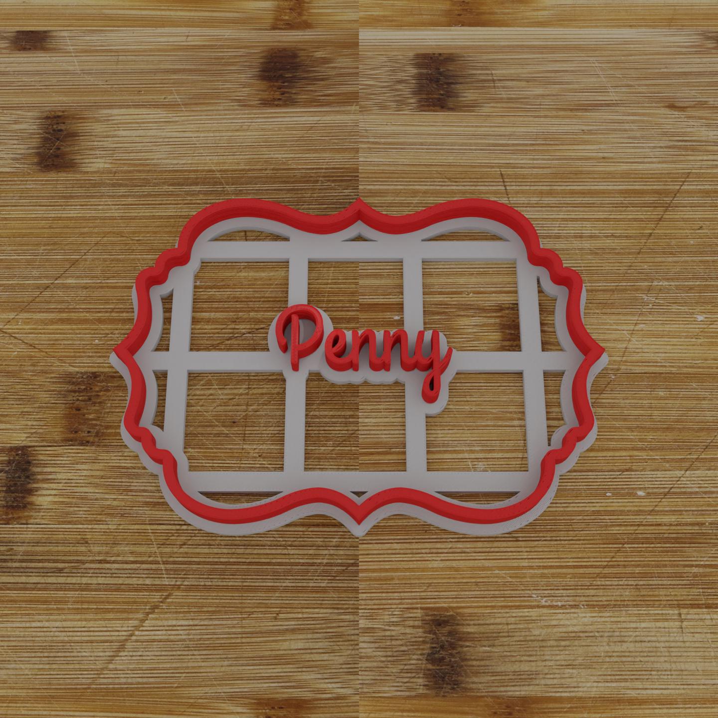 Ornate Shield Label Cookie Cutter | Personalization Available | Custom Embosser