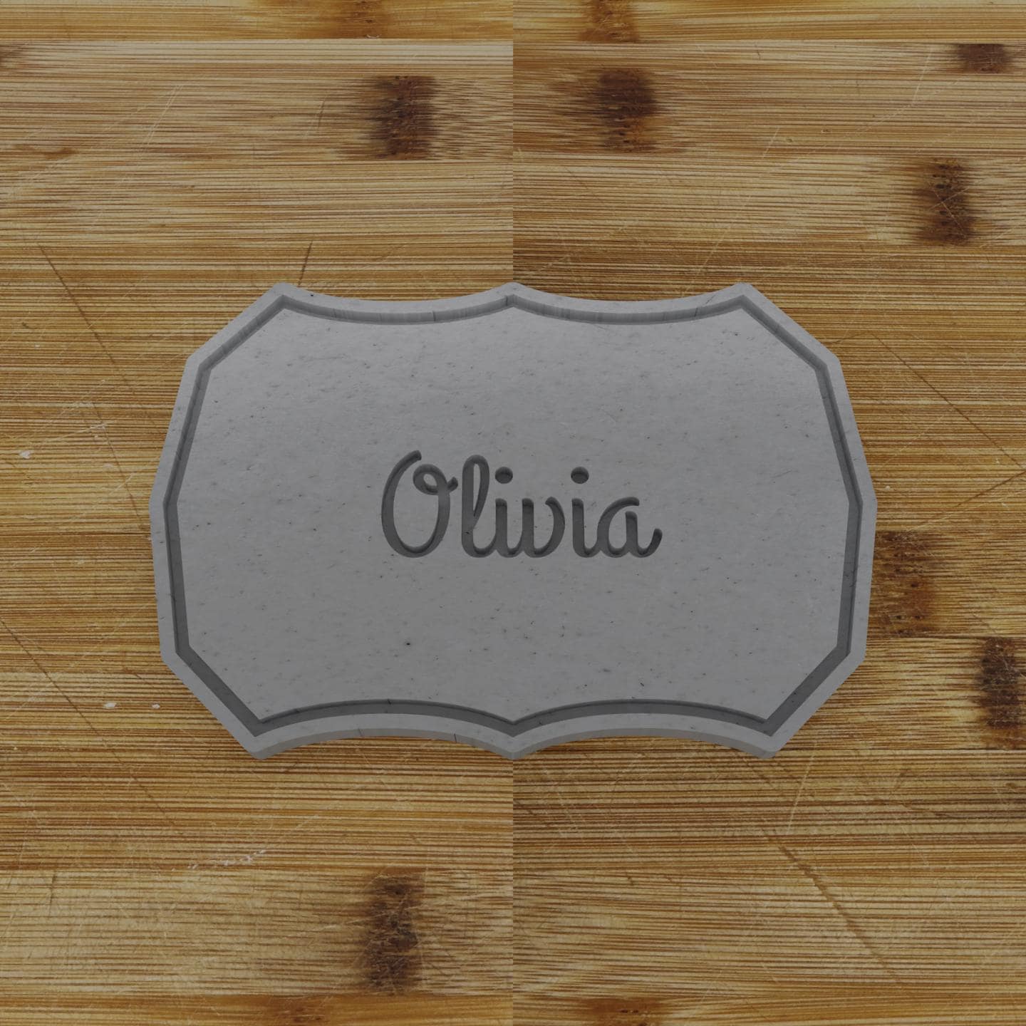 Round Label with Ribbon Cookie Cutter | Personalization Available | Custom Embosser