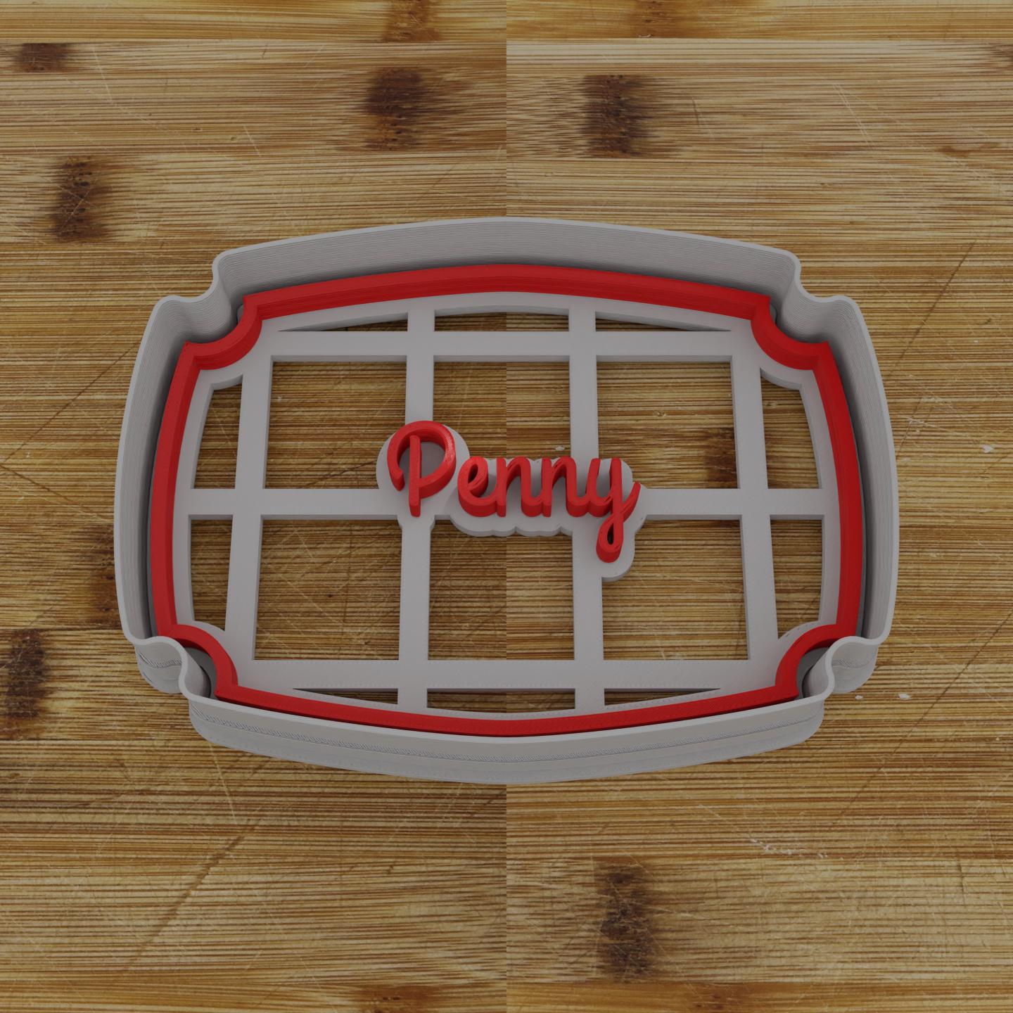 Wide Shield Label Cookie Cutter | Personalization Available | Custom Embosser