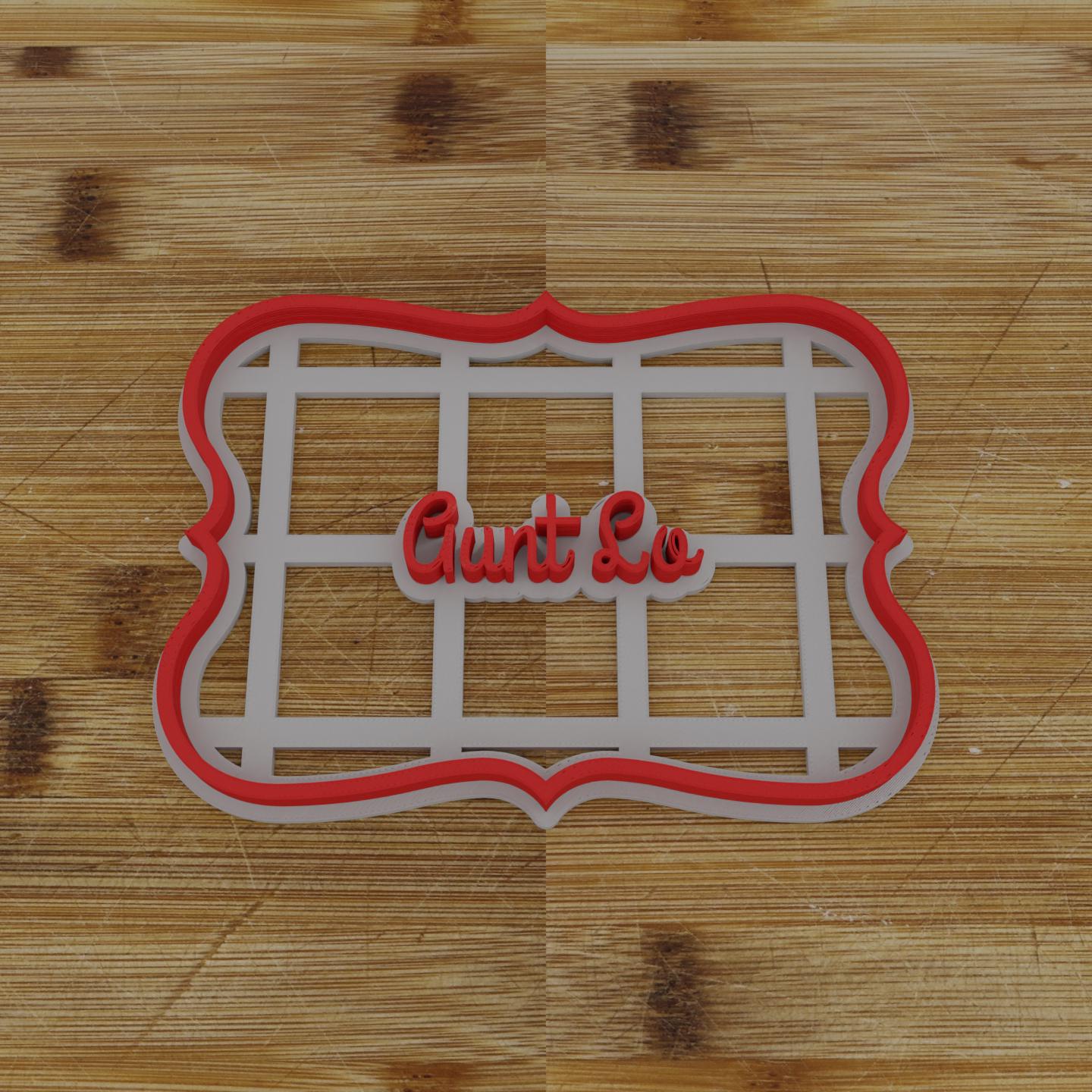 Ornate Shield Label Cookie Cutter | Personalization Available | Custom Embosser