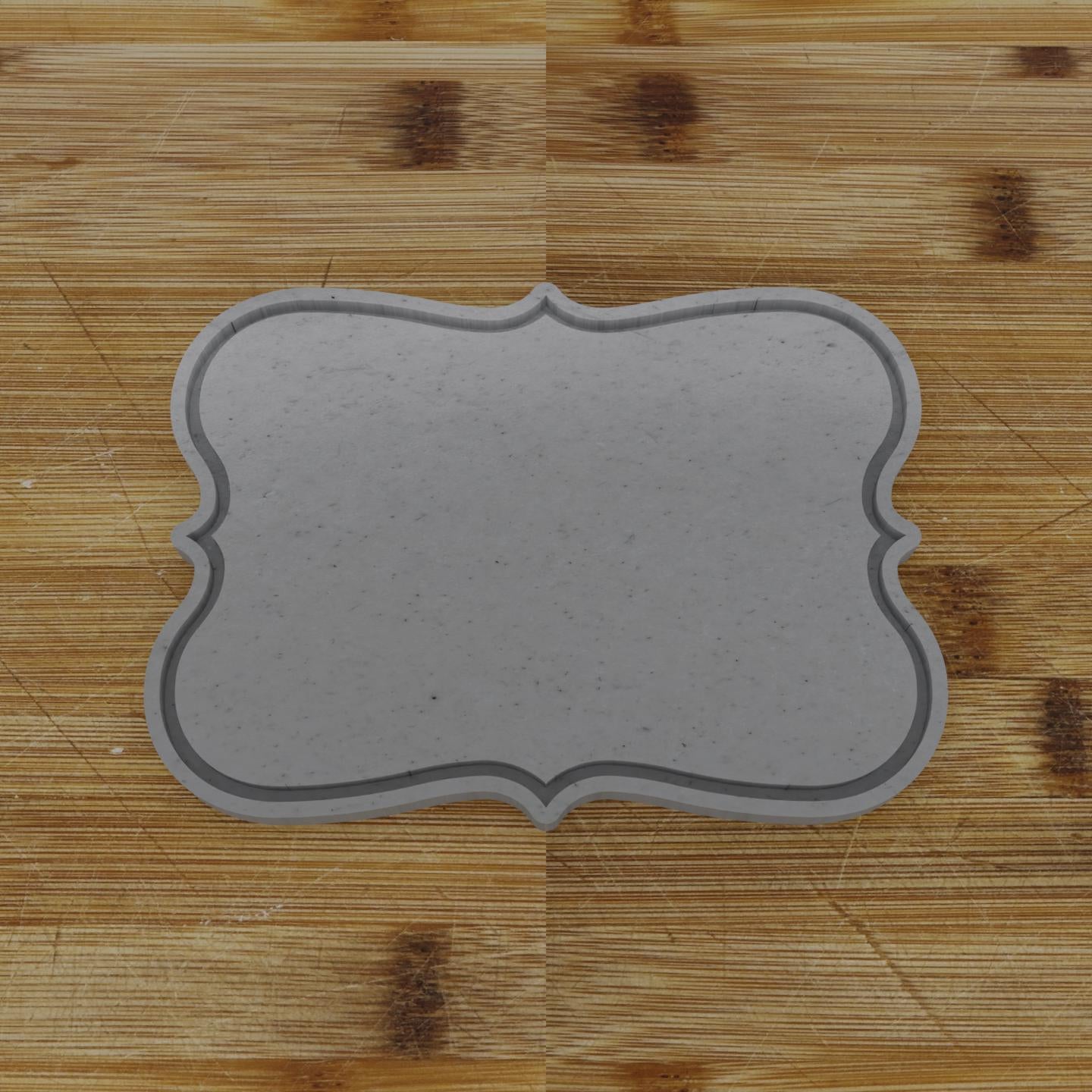 Ornate Shield Label Cookie Cutter | Personalization Available | Custom Embosser