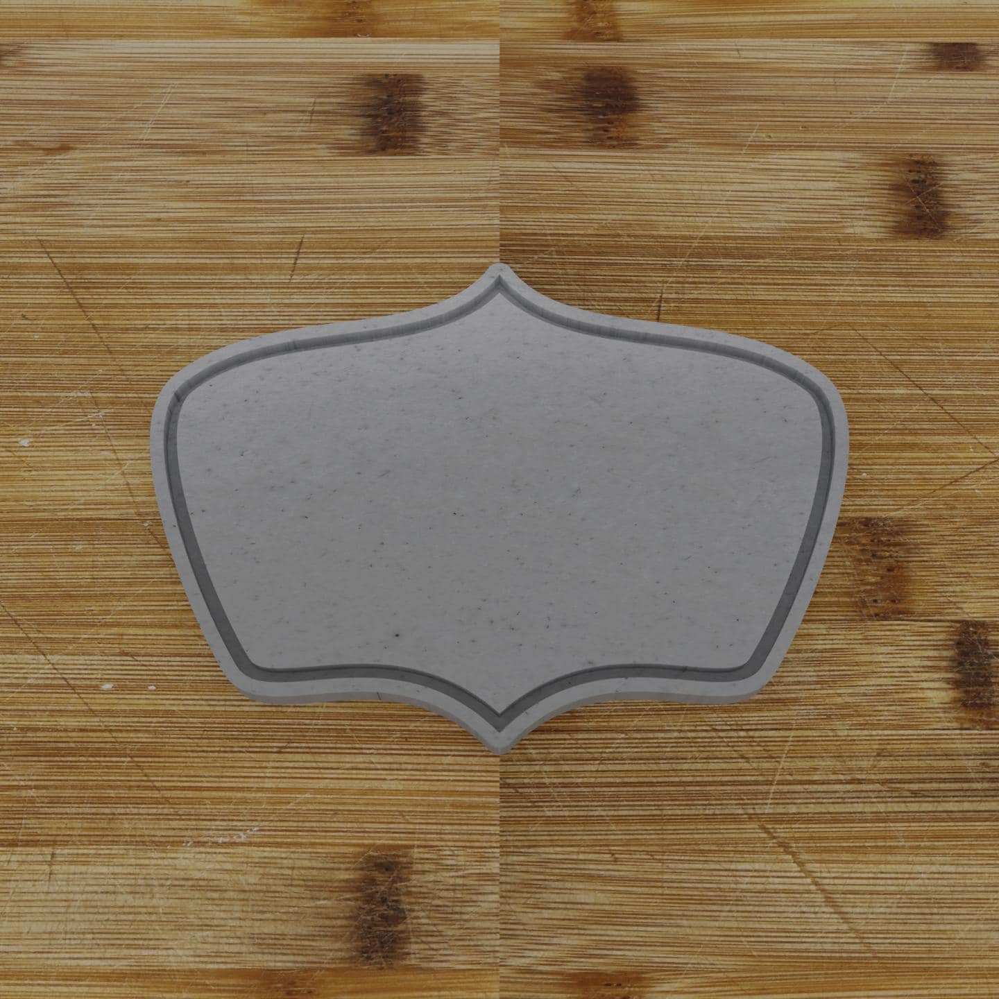 Ornate Shield Label Cookie Cutter | Personalization Available | Custom Embosser