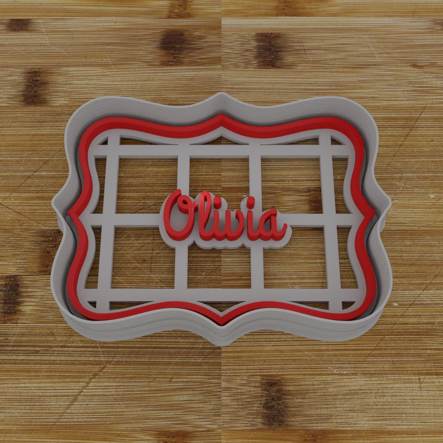 Ornate Shield Label Cookie Cutter | Personalization Available | Custom Embosser