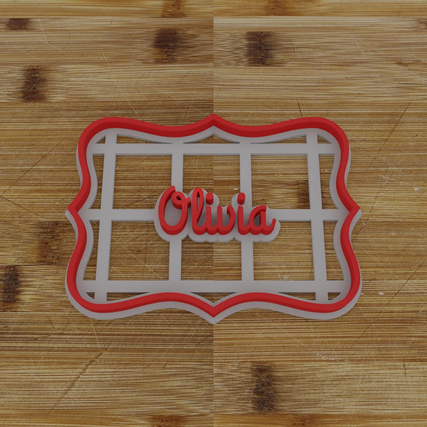 Ornate Shield Label Cookie Cutter | Personalization Available | Custom Embosser