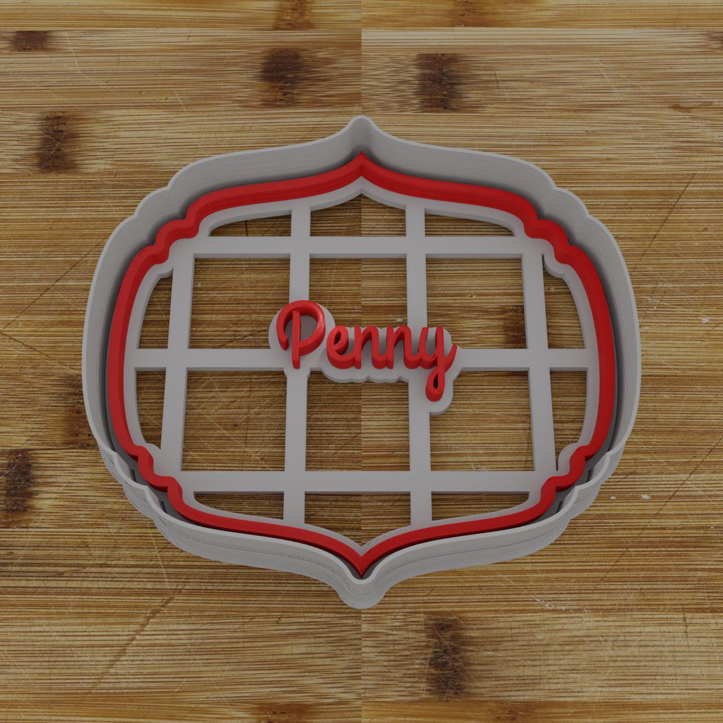 Wide Shield Label Cookie Cutter | Personalization Available | Custom Embosser