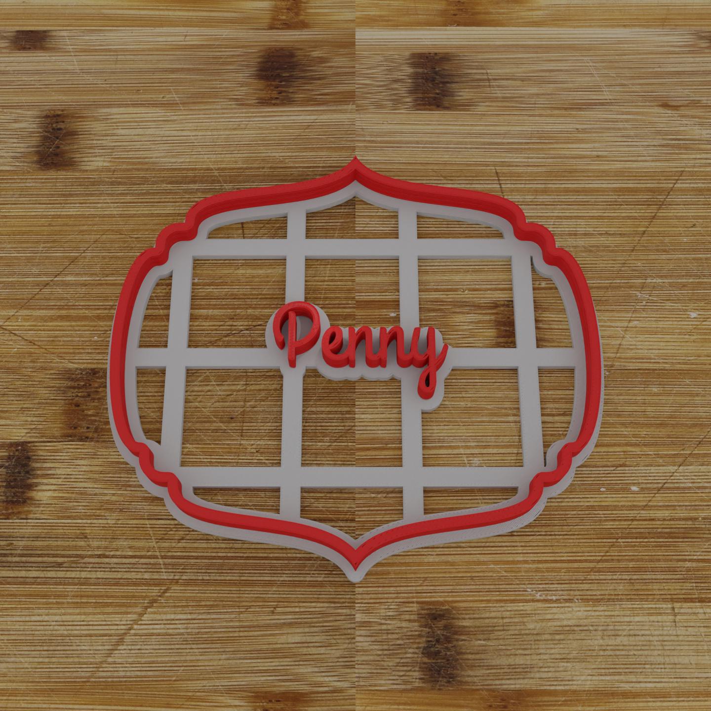 Wide Shield Label Cookie Cutter | Personalization Available | Custom Embosser