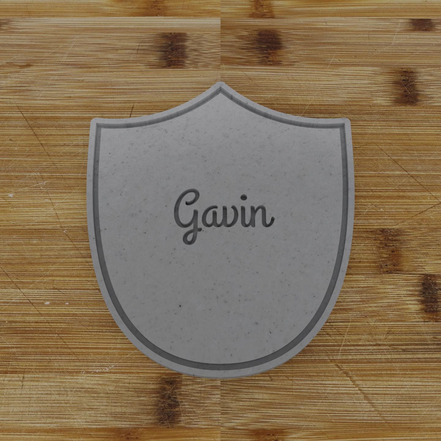 Ornate Shield Label Cookie Cutter | Personalization Available | Custom Embosser