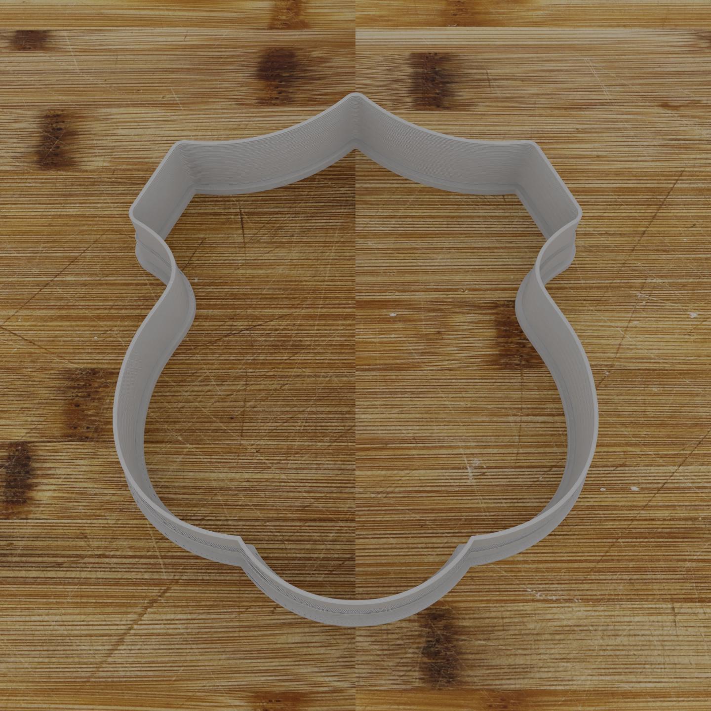 Wide Shield Label Cookie Cutter | Personalization Available | Custom Embosser