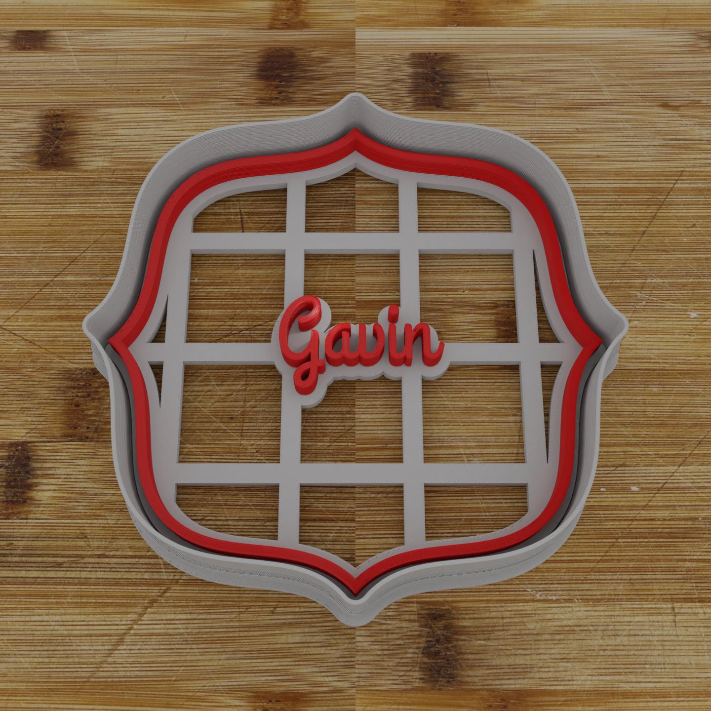 Wide Shield Label Cookie Cutter | Personalization Available | Custom Embosser