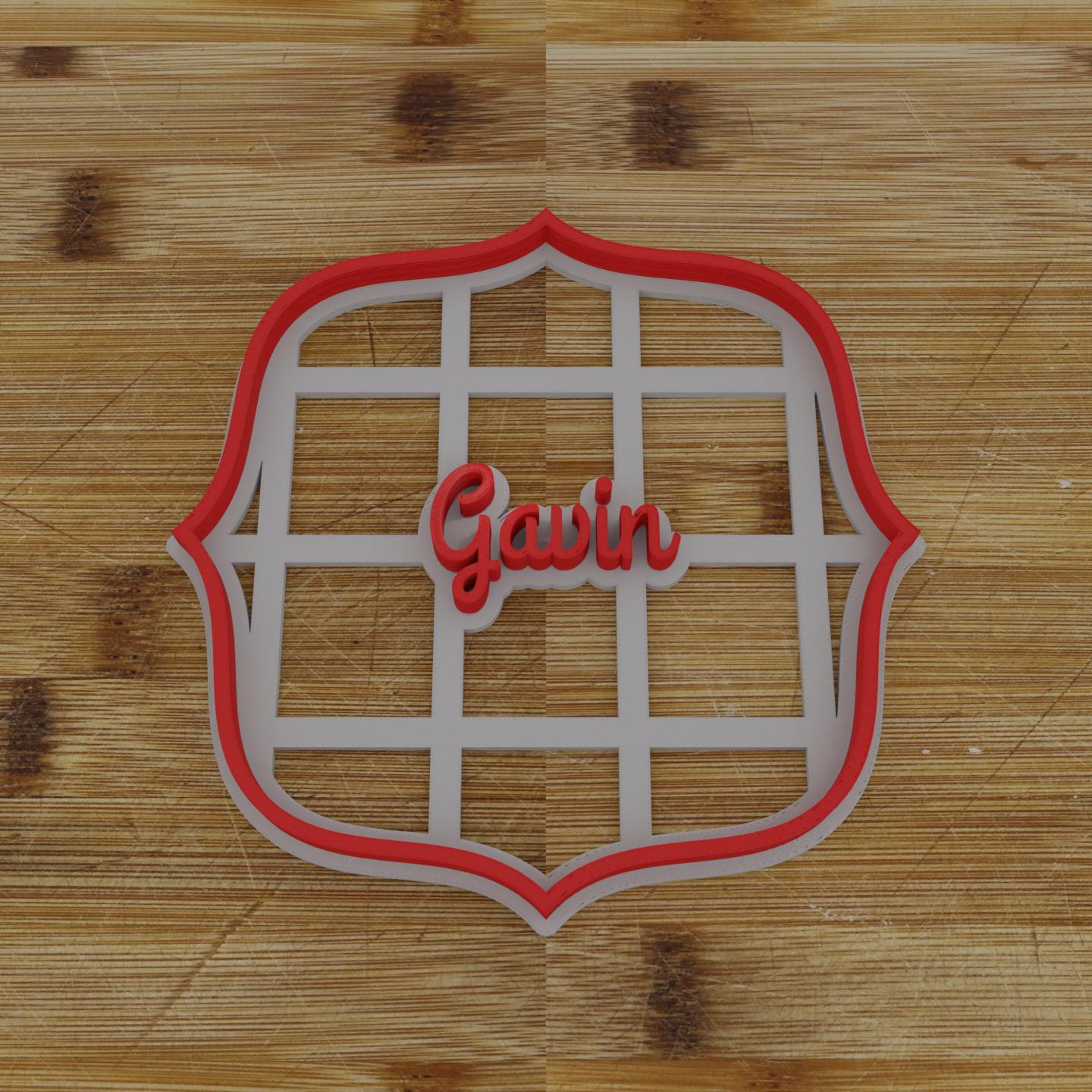 Wide Shield Label Cookie Cutter | Personalization Available | Custom Embosser