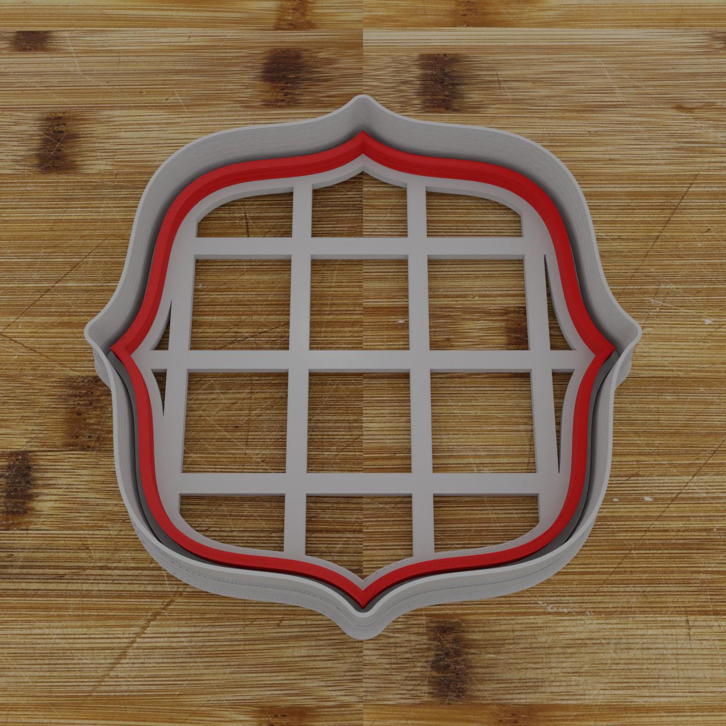 Wide Shield Label Cookie Cutter | Personalization Available | Custom Embosser