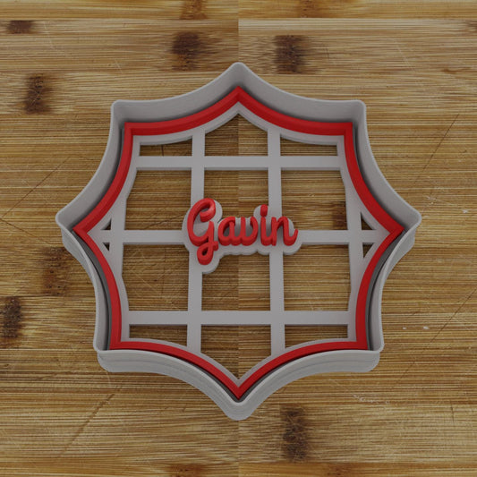 Ornate Shield Label Cookie Cutter | Personalization Available | Custom Embosser