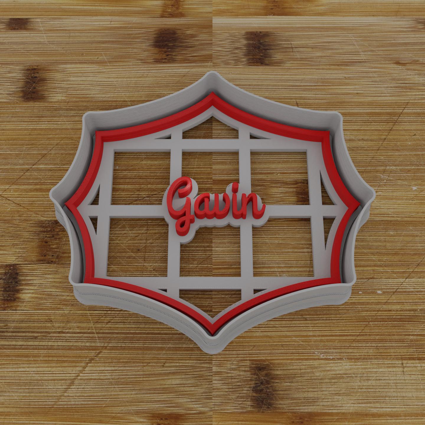 Ornate Shield Label Cookie Cutter | Personalization Available | Custom Embosser