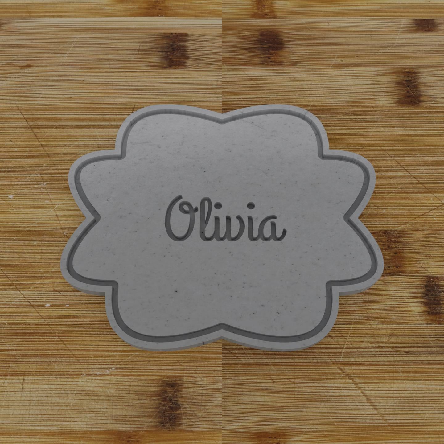 Round Label with Ribbon Cookie Cutter | Personalization Available | Custom Embosser