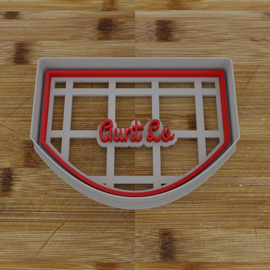 Wide Shield Label Cookie Cutter | Personalization Available | Custom Embosser