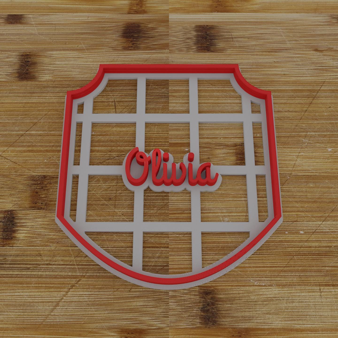 Ornate Shield Label Cookie Cutter | Personalization Available | Custom Embosser