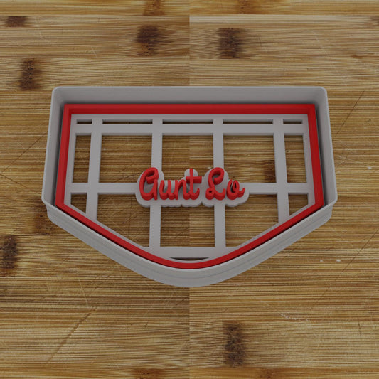 Wide Shield Label Cookie Cutter | Personalization Available | Custom Embosser