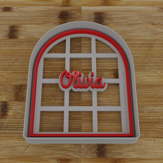 Round Label with Ribbon Cookie Cutter | Personalization Available | Custom Embosser