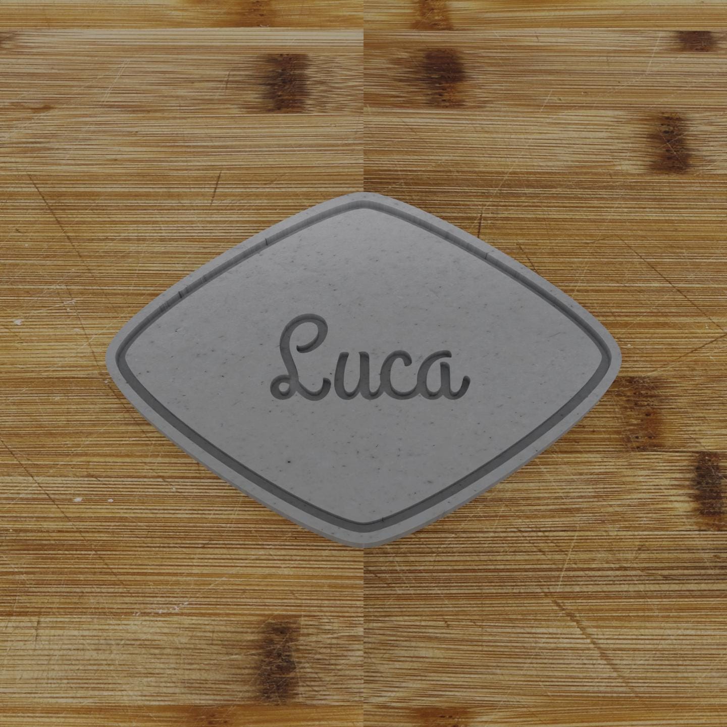 Ornate Shield Label Cookie Cutter | Personalization Available | Custom Embosser