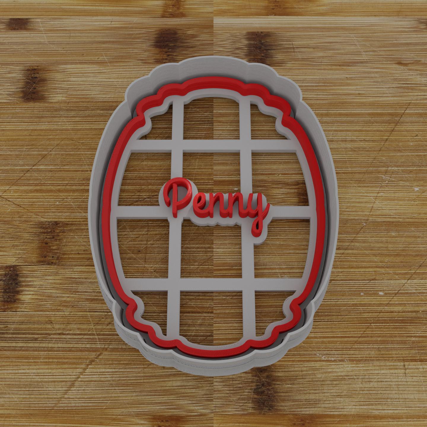 Ornate Shield Label Cookie Cutter | Personalization Available | Custom Embosser