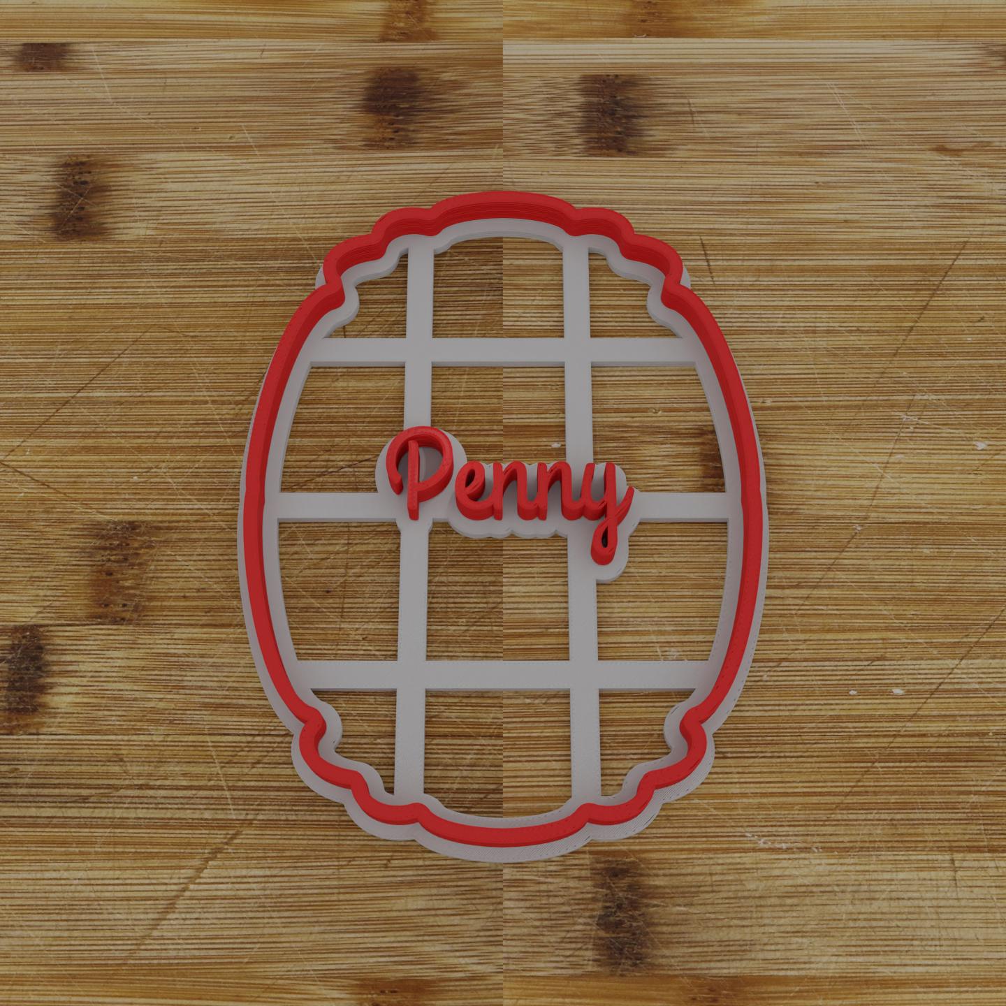 Ornate Shield Label Cookie Cutter | Personalization Available | Custom Embosser