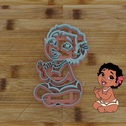 Baby Hawaiian Girl Customizable Cookie Cutter & Stamp | Custom Cookie Embosser | Personalized Cookie Cutter