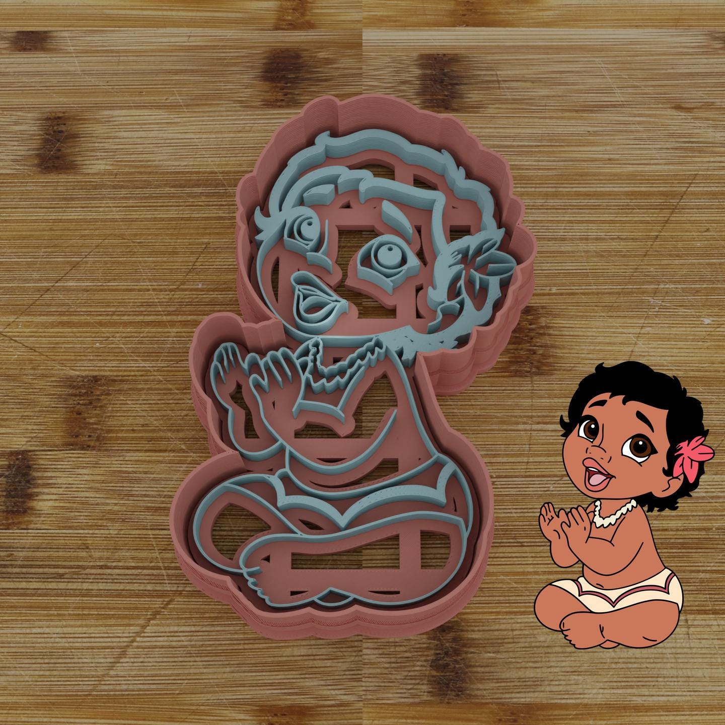 Baby Hawaiian Girl Customizable Cookie Cutter & Stamp | Custom Cookie Embosser | Personalized Cookie Cutter